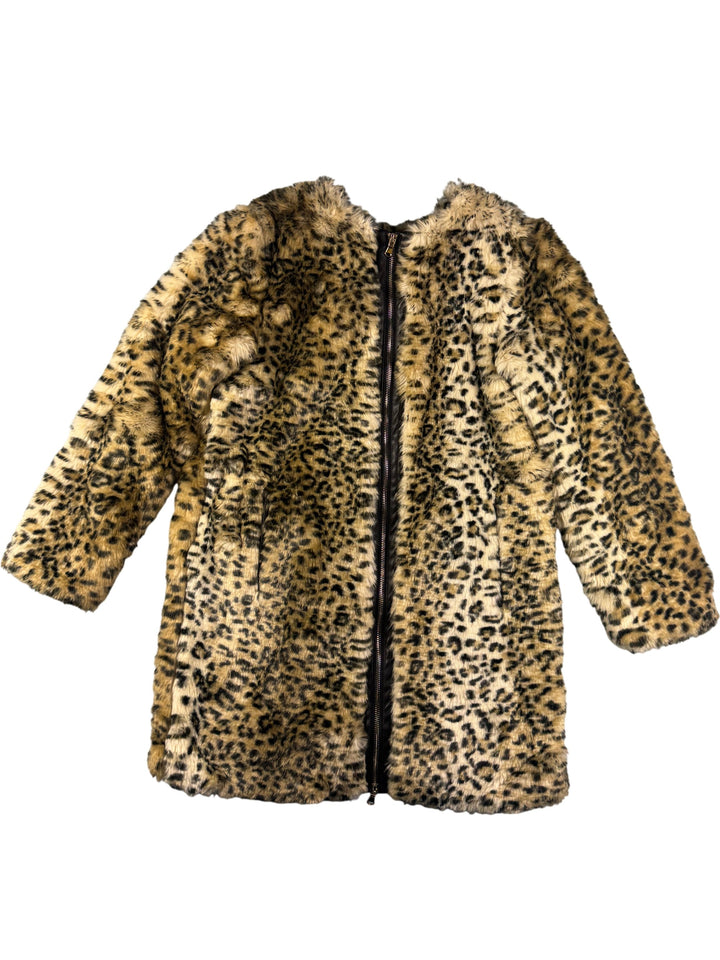 Faux Fur Leopard Print Coat - M - Think Vintage ltd