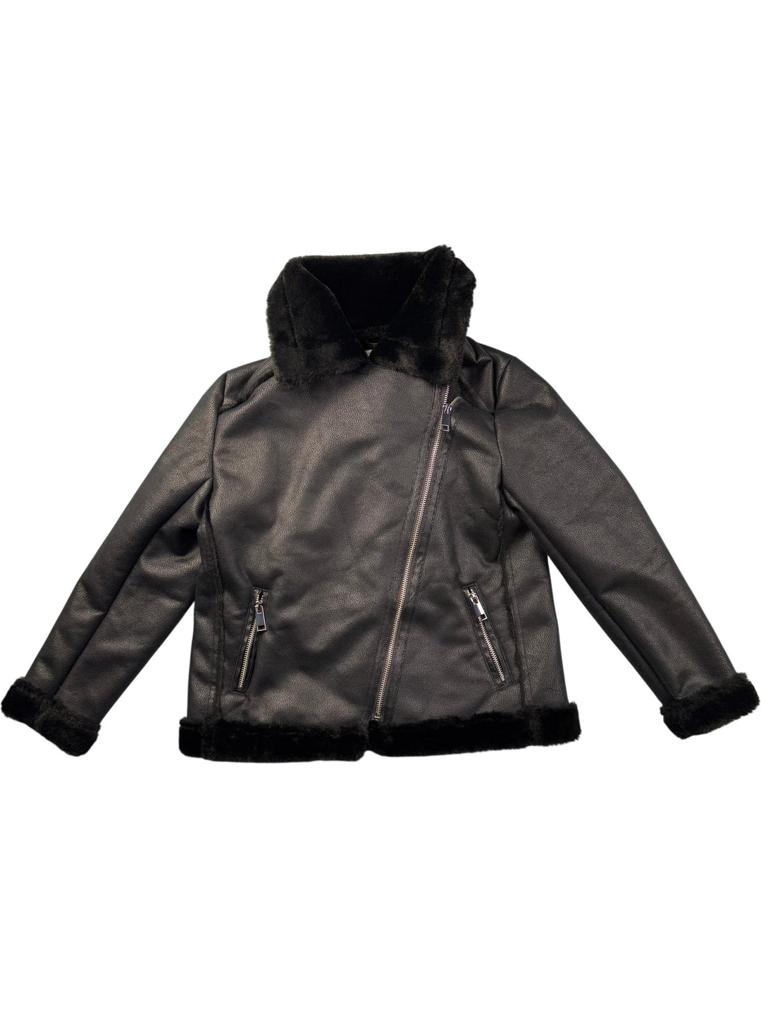 Faux Fur Trim Bomber Jacket - S - Think Vintage ltd