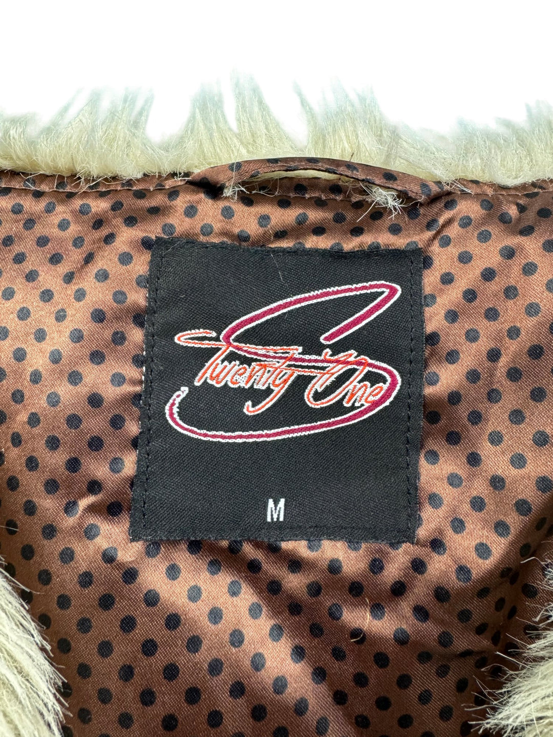 Faux Fur Vest with Polka Dot Lining - S