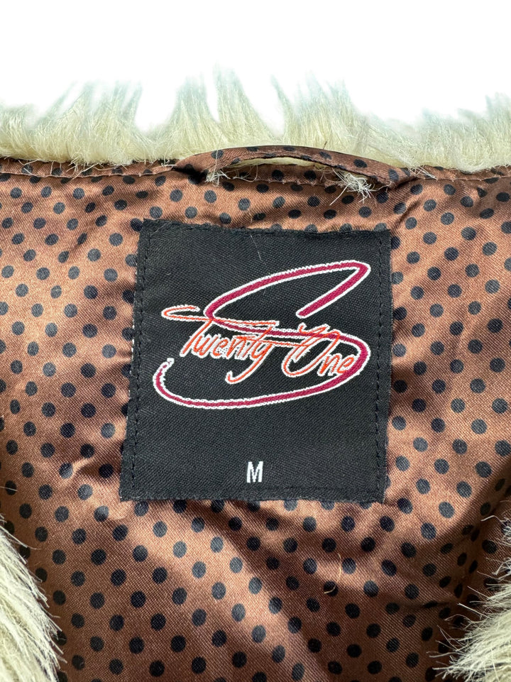 Faux Fur Vest with Polka Dot Lining - S - Think Vintage ltd