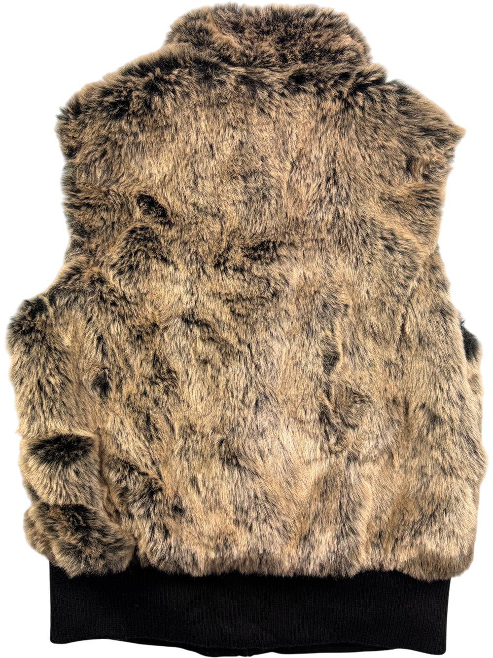 Faux Fur Vest with Ribbed Hem - M - Think Vintage