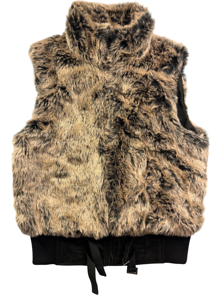 Faux Fur Vest with Ribbed Hem - M - Think Vintage Online Ltd