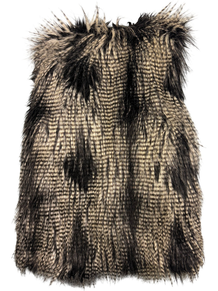 Faux Fur Vest with Textured Pattern - M - Think Vintage ltd