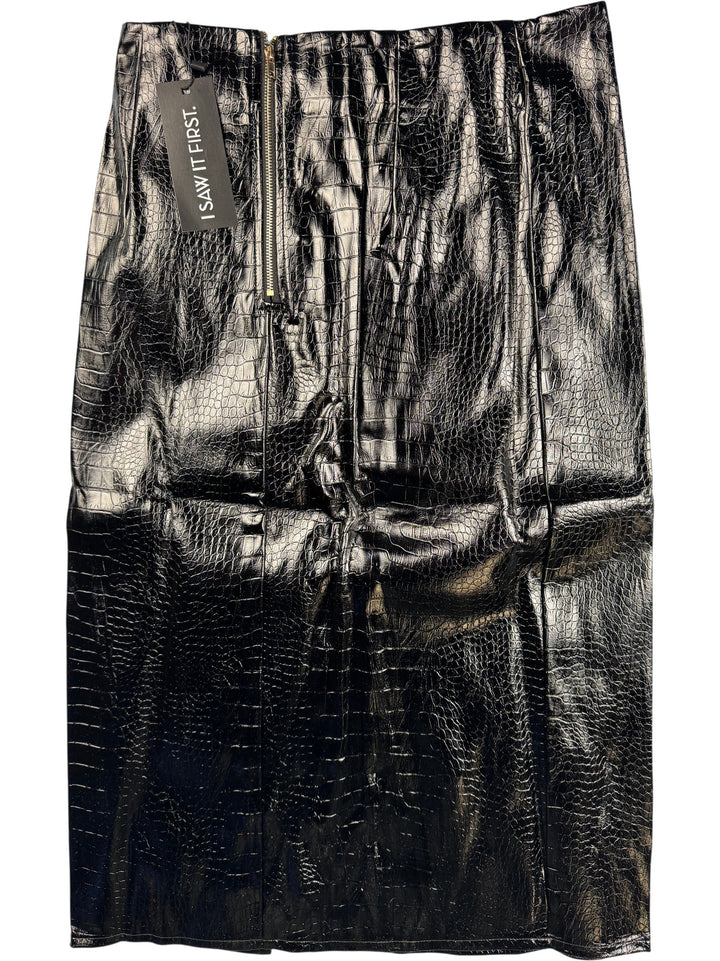Faux Leather Croc Pencil Skirt - W28 - Think Vintage ltd