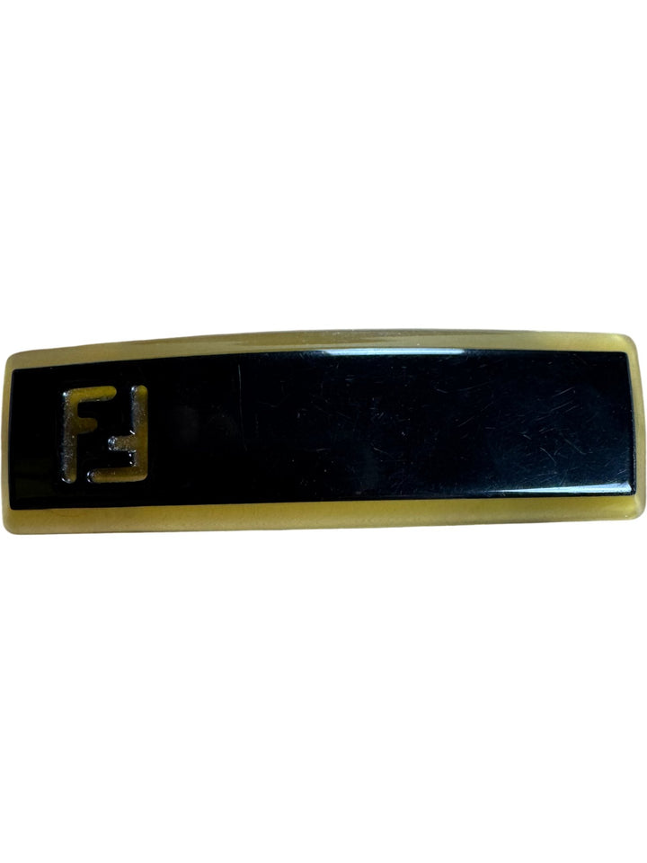 Fendi Black and Yellow Hair Barrette Clip - Think Vintage ltd