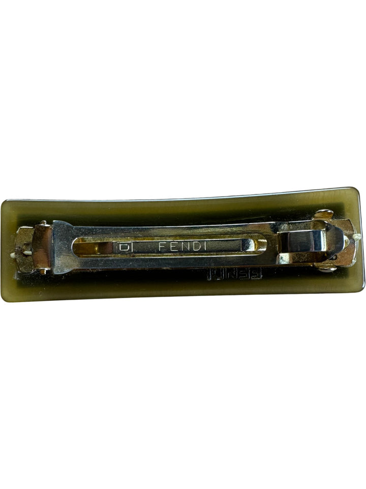 Fendi Black and Yellow Hair Barrette Clip - Think Vintage ltd