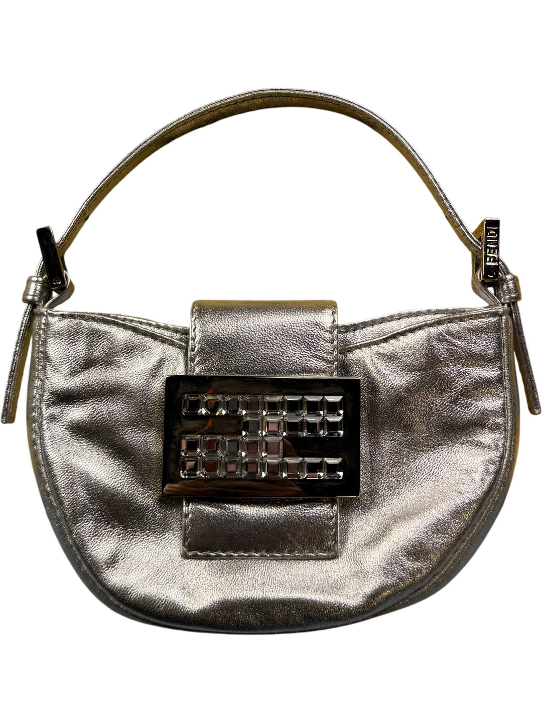 Fendi Metallic Silver Clutch Bag - Think Vintage ltd