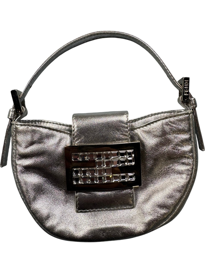 Fendi Metallic Silver Clutch Bag - Think Vintage ltd