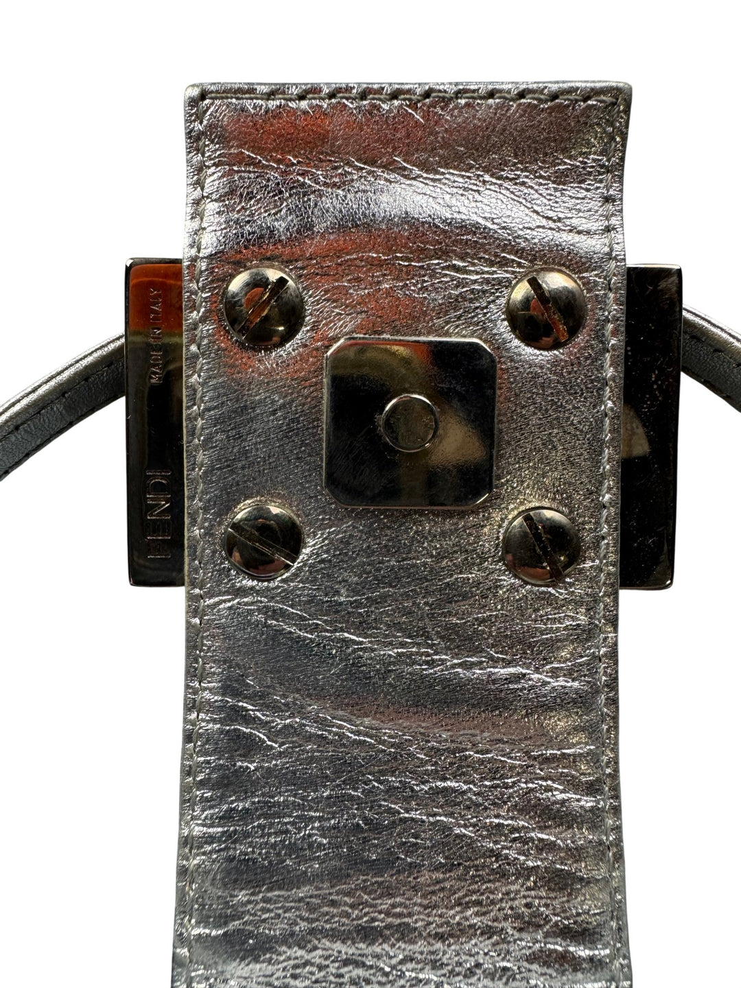 Fendi Metallic Silver Clutch Bag - Think Vintage ltd