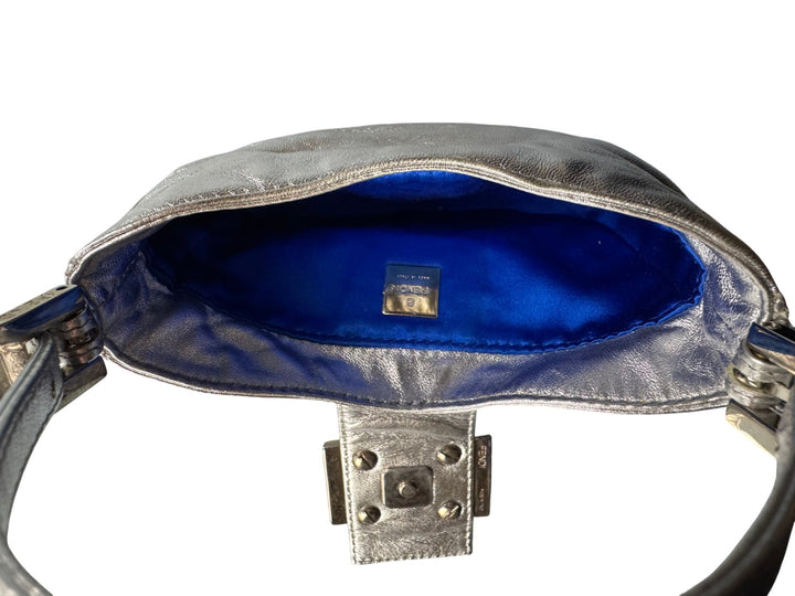 Fendi Metallic Silver Clutch Bag - Think Vintage ltd