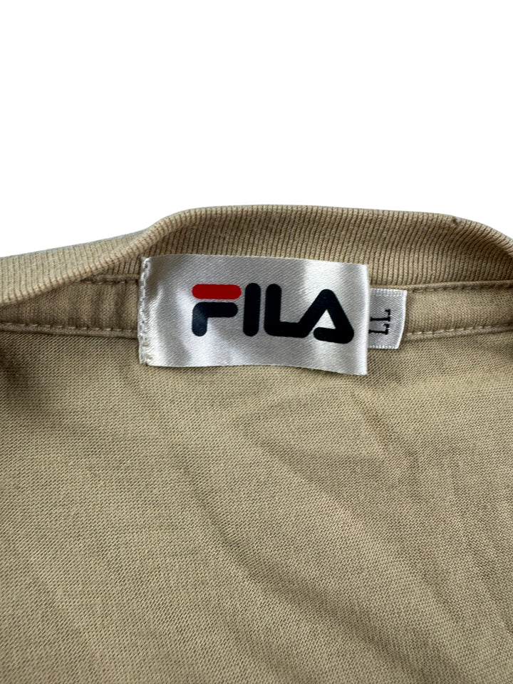 Fila Beige Short Sleeved T-Shirt - L - Think Vintage Online Ltd