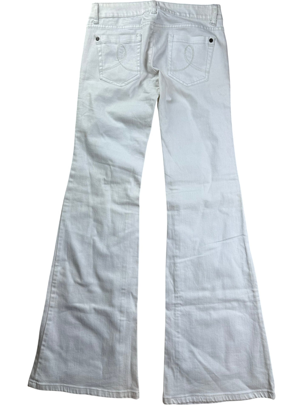 Flared White Denim Jeans - W30 - Think Vintage ltd