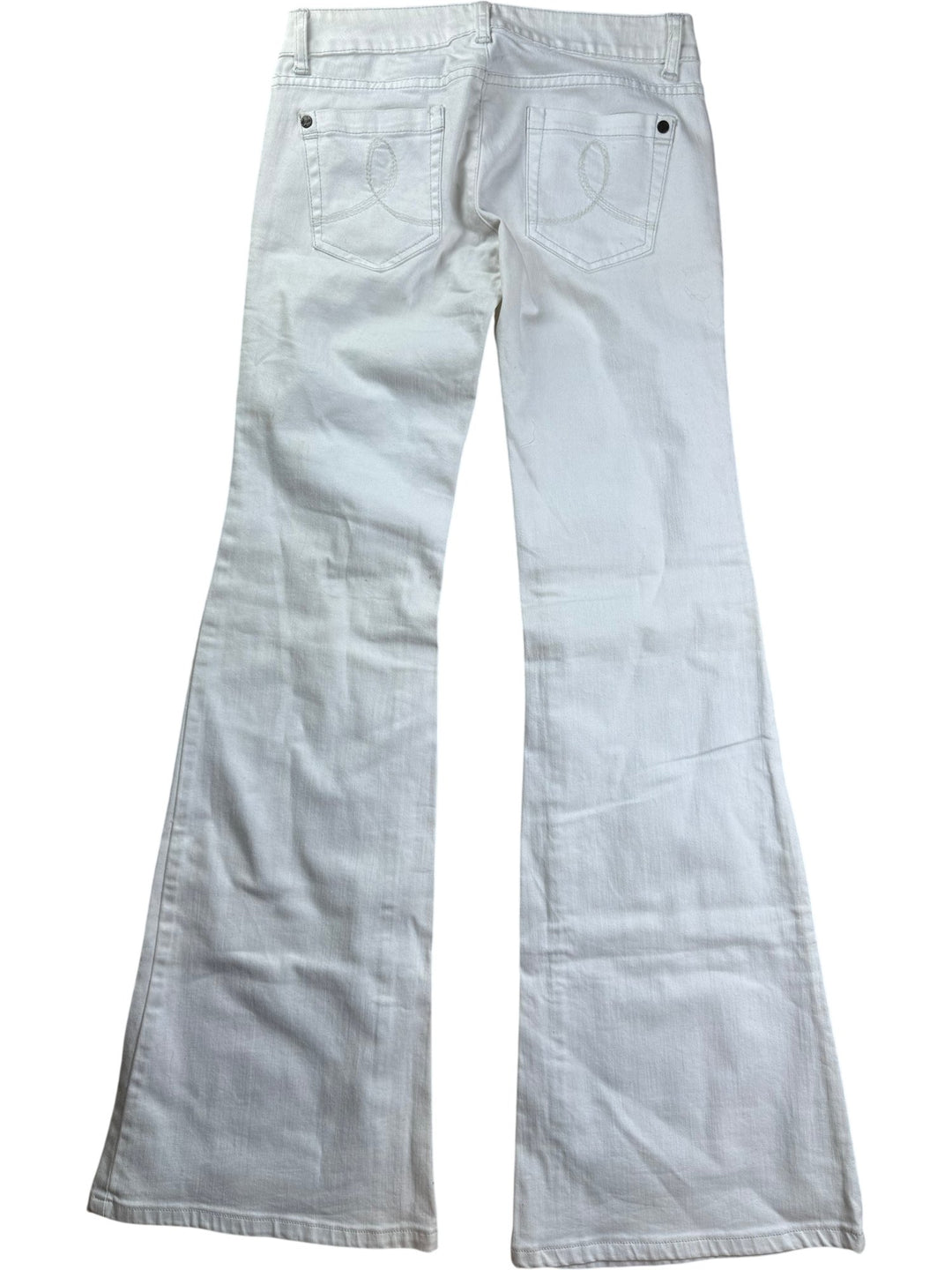 Flared White Denim Jeans - W30 - Think Vintage ltd