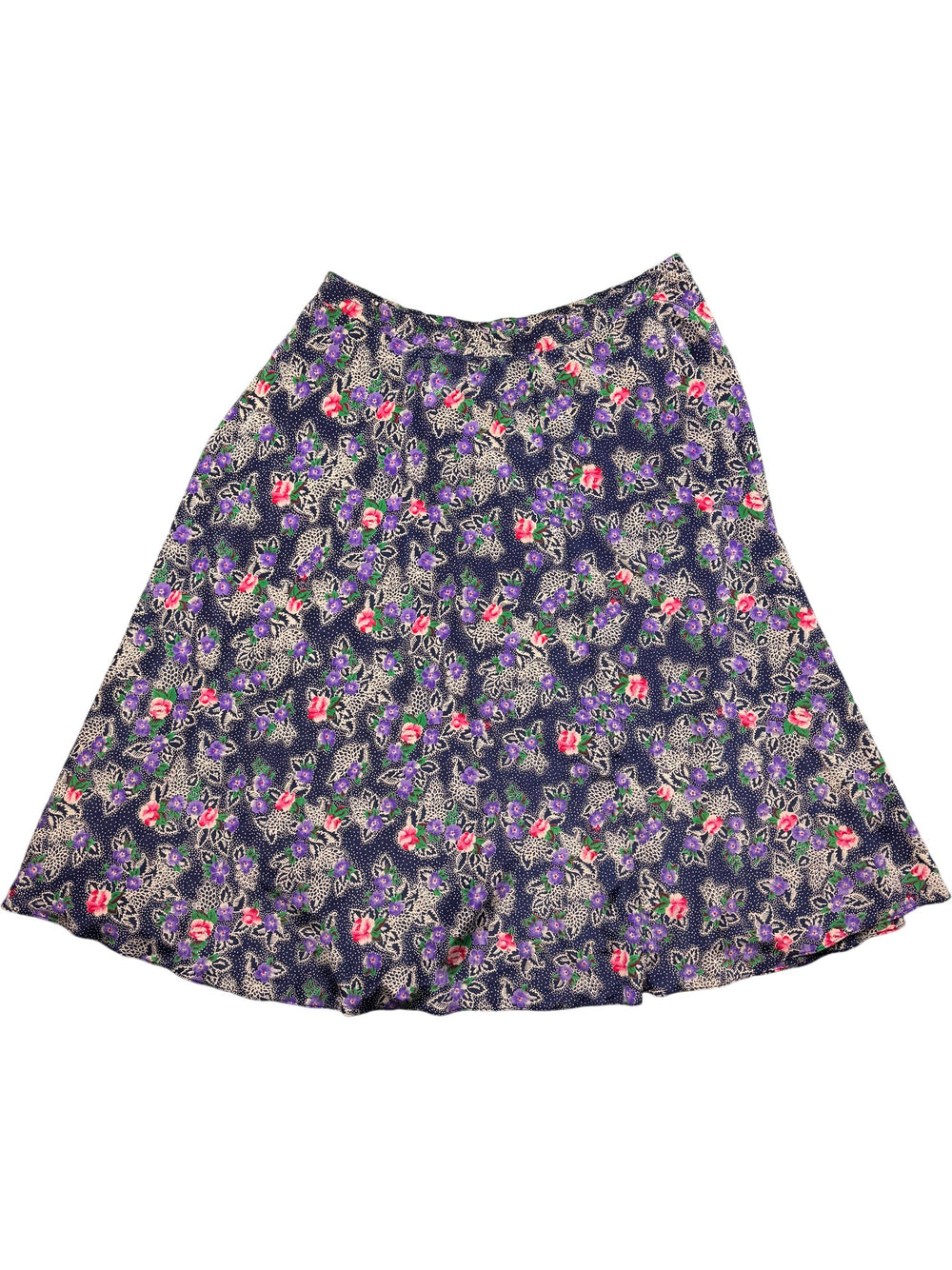 Floral A-Line Midi Skirt - W36 - Think Vintage ltd