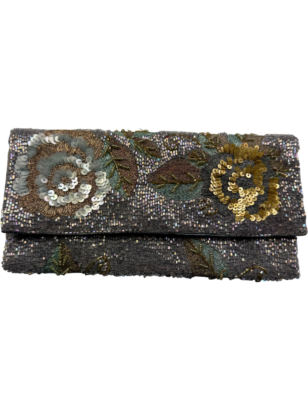 Floral Beaded Clutch Bag - Think Vintage