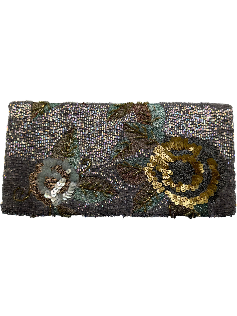 Floral Beaded Clutch Bag - Think Vintage