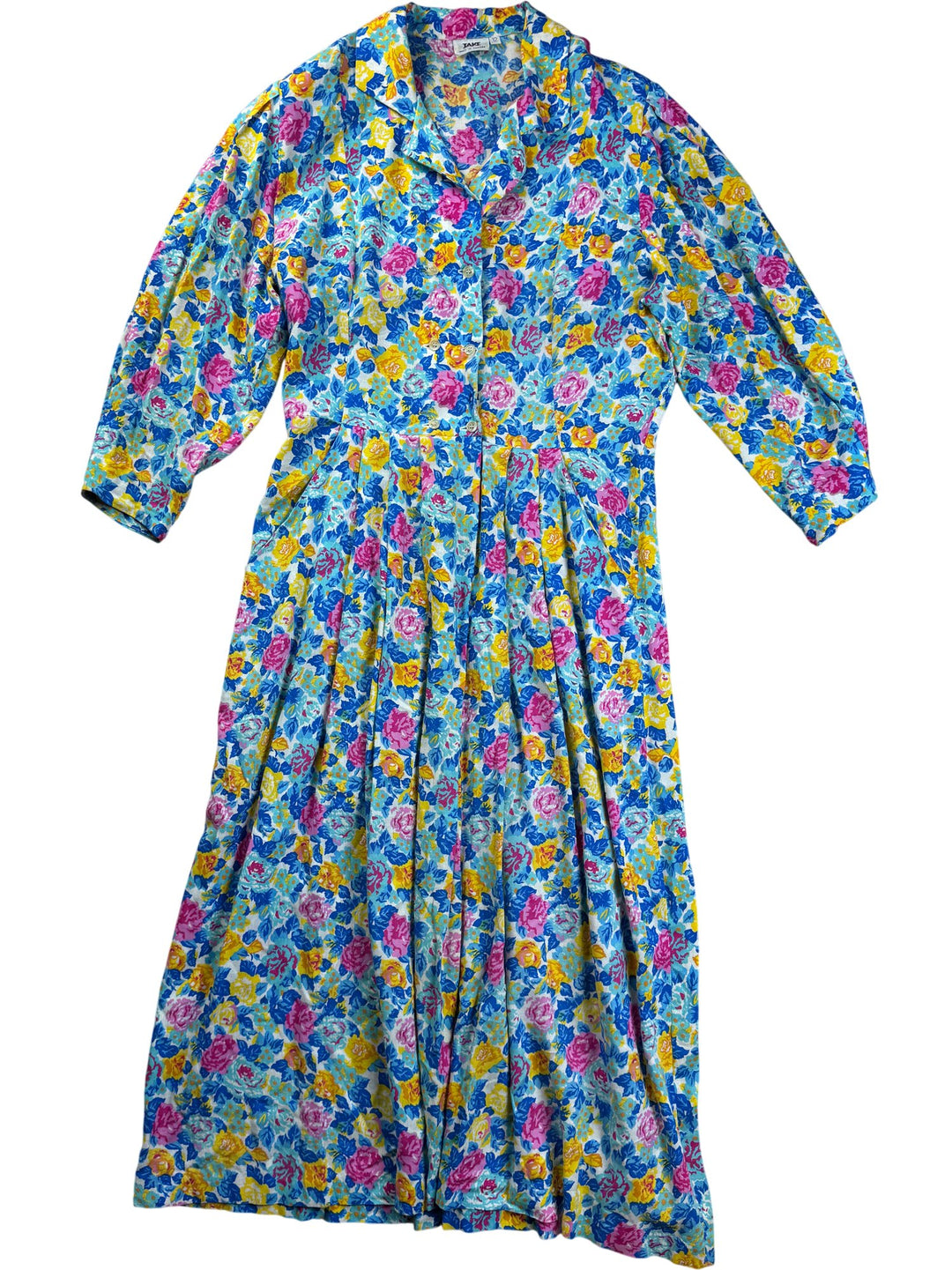 Floral Button-Up Midi Dress - M - Think Vintage ltd