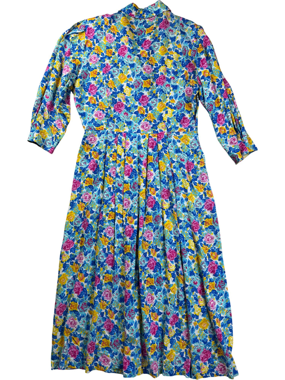 Floral Button-Up Midi Dress - M - Think Vintage ltd