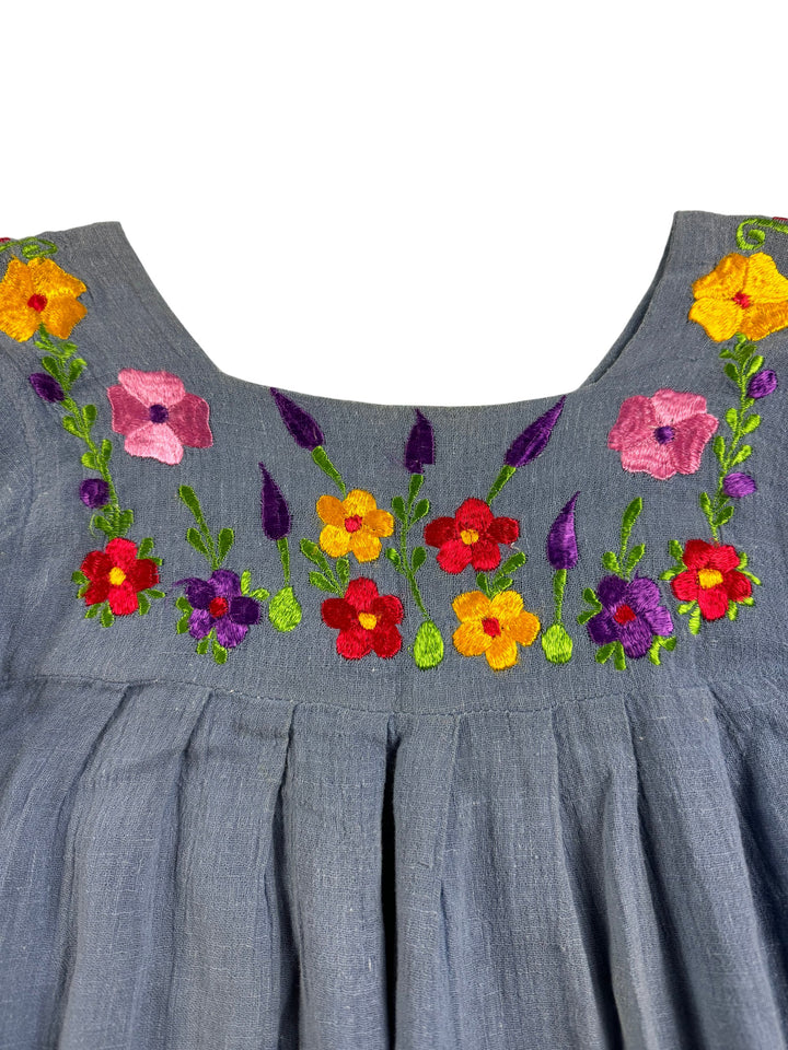 Floral Embroidered Cotton Tunic - S - Think Vintage