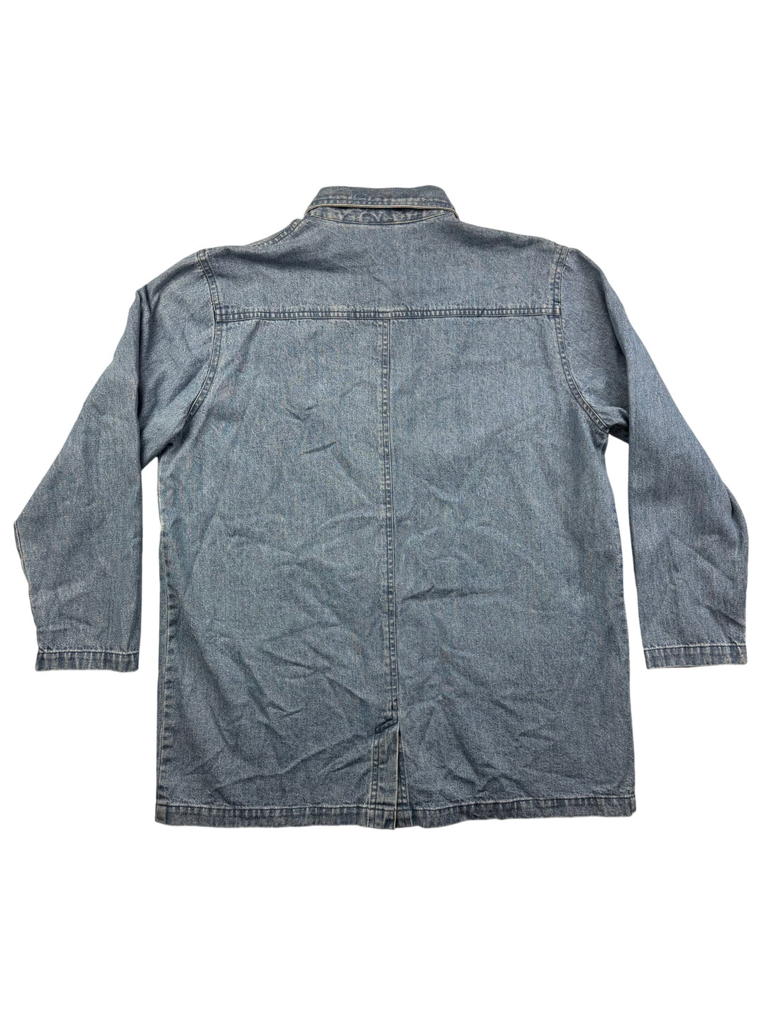 Floral Embroidered Denim Shirt - L - Think Vintage Online Ltd