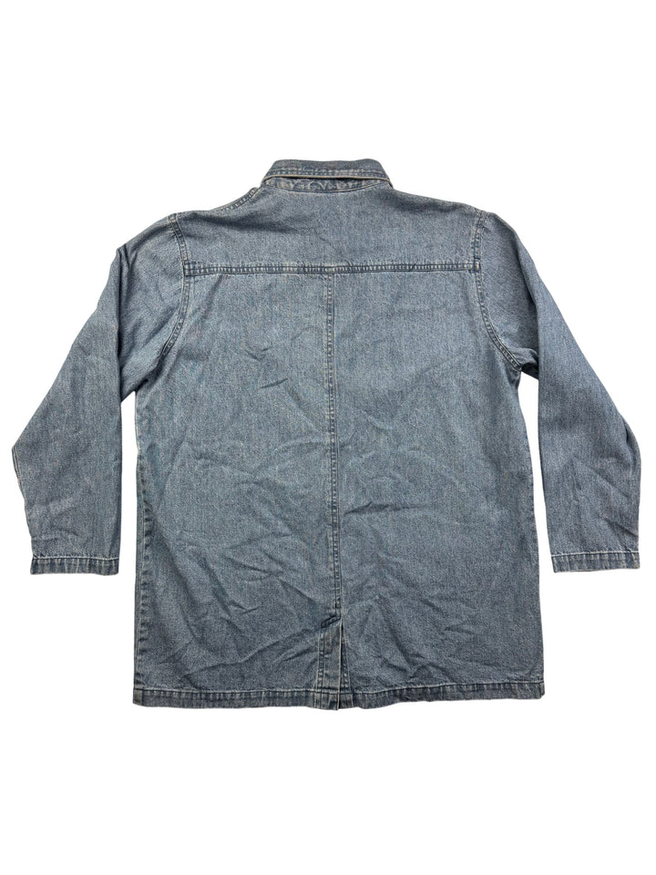 Floral Embroidered Denim Shirt - L - Think Vintage Online Ltd