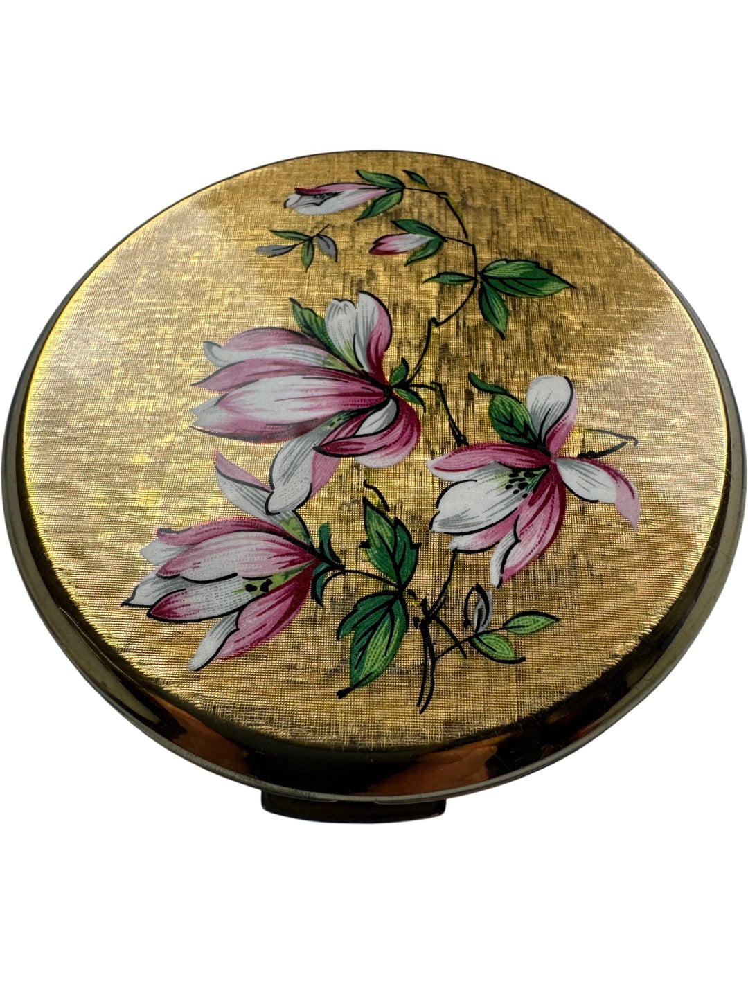 Floral Gold Round Compact Mirror - Think Vintage
