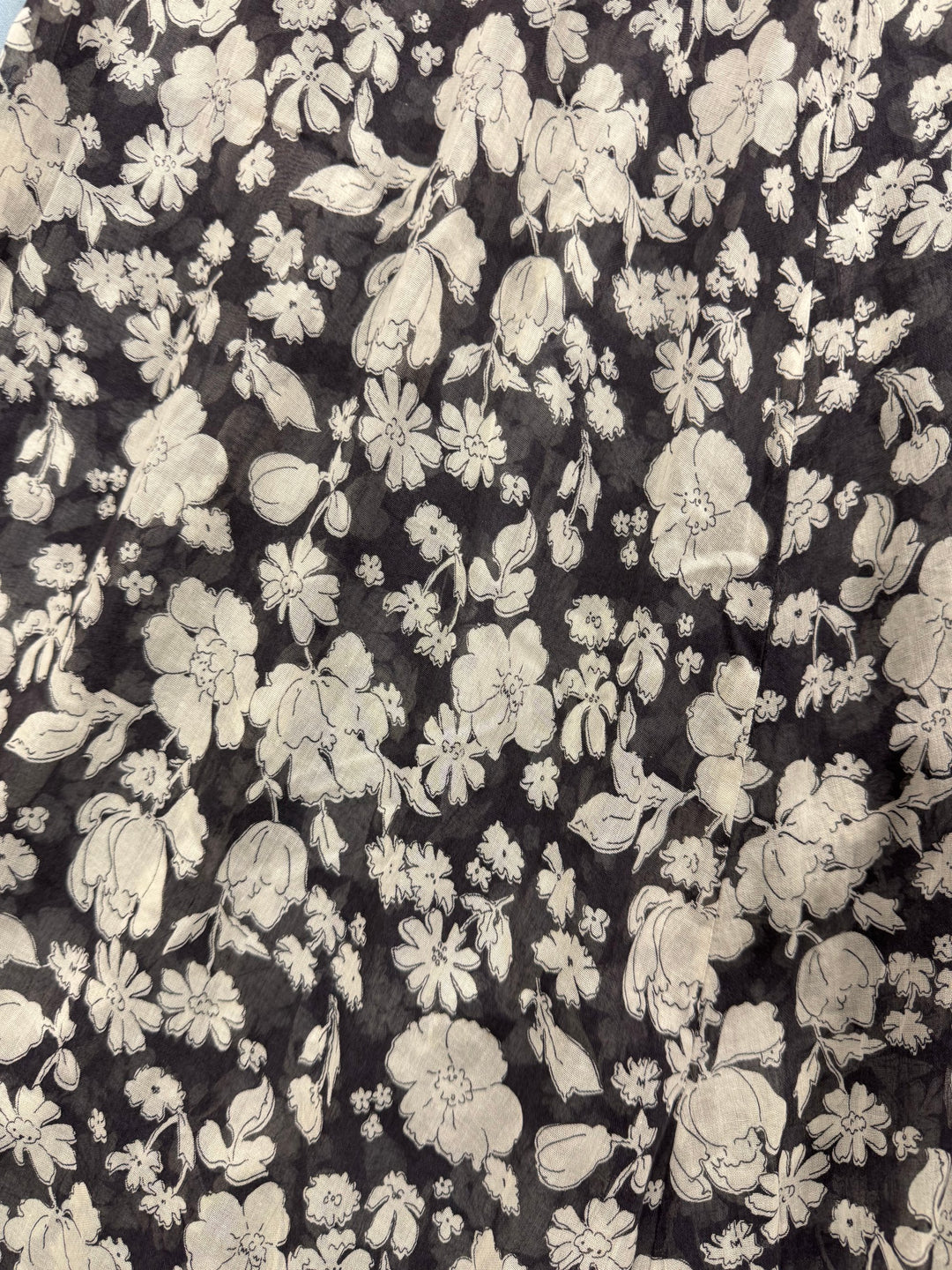 Floral Long Sleeve Brown Maxi Dress - M - Think Vintage