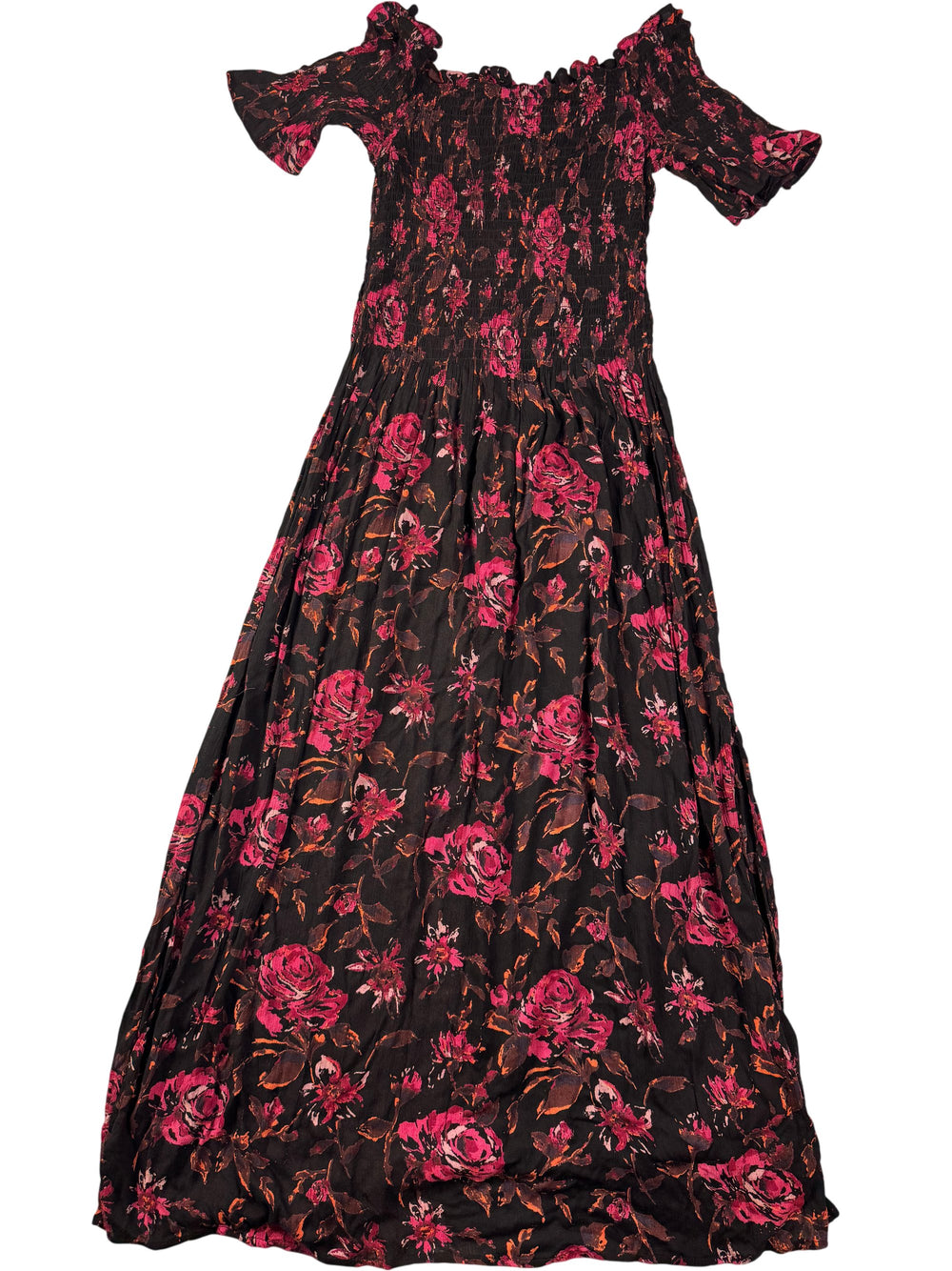Floral Off-Shoulder Maxi Dress - S - Think Vintage Online Ltd