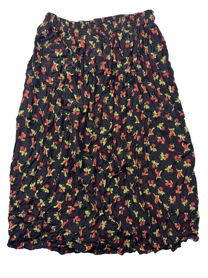 Floral Patterned Black Skirt - W29 - Think Vintage ltd