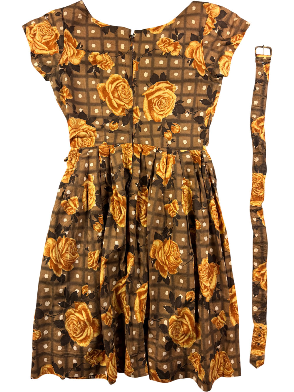 Floral Patterned Cap Sleeve Dress - M - Think Vintage Online Ltd
