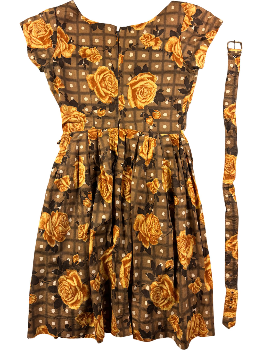 Floral Patterned Cap Sleeve Dress - M - Think Vintage Online Ltd