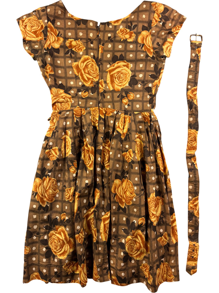 Floral Patterned Cap Sleeve Dress - M - Think Vintage Online Ltd