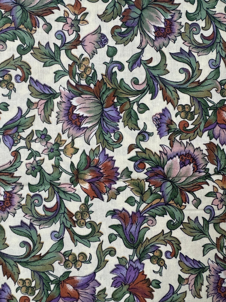 Floral Patterned Fabric Textile - Think Vintage