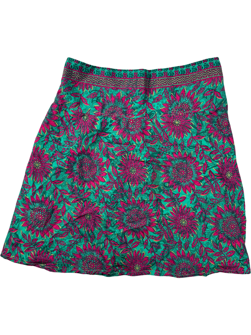 Floral Patterned High Waist Skirt - S - Think Vintage