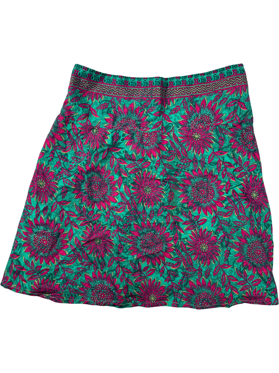 Floral Patterned High Waist Skirt - S - Think Vintage