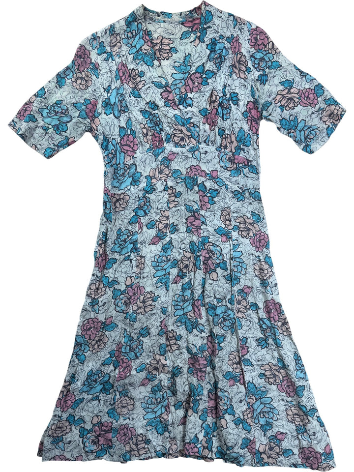 Floral Patterned Knee Length Dress - S - Think Vintage ltd