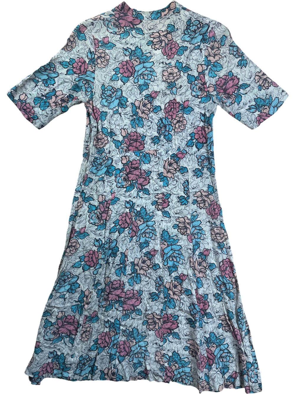 Floral Patterned Knee Length Dress - S - Think Vintage ltd