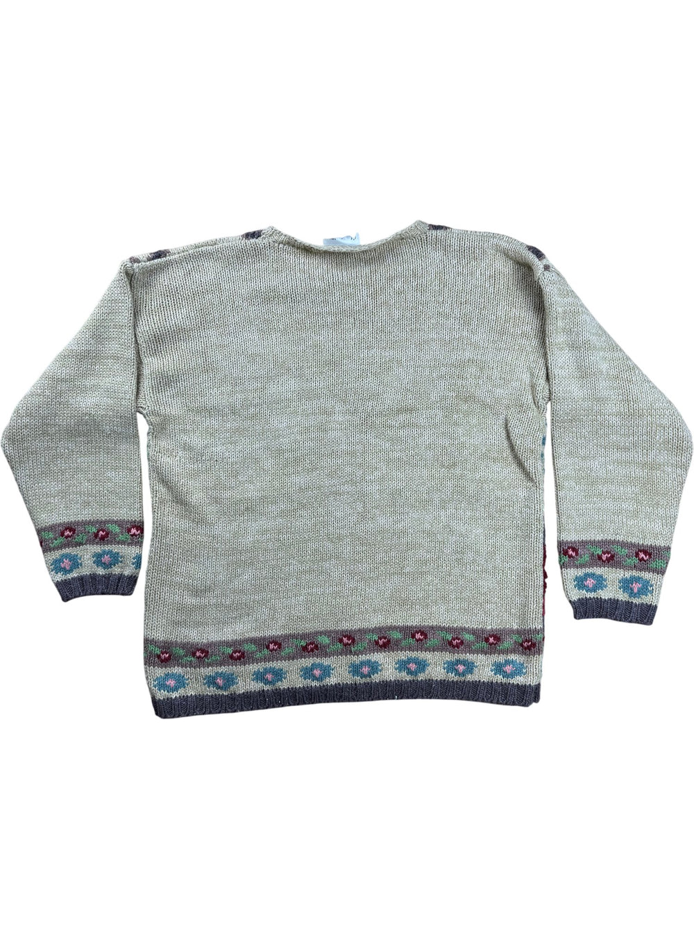 Floral Patterned Knit Jumper - L - Think Vintage ltd