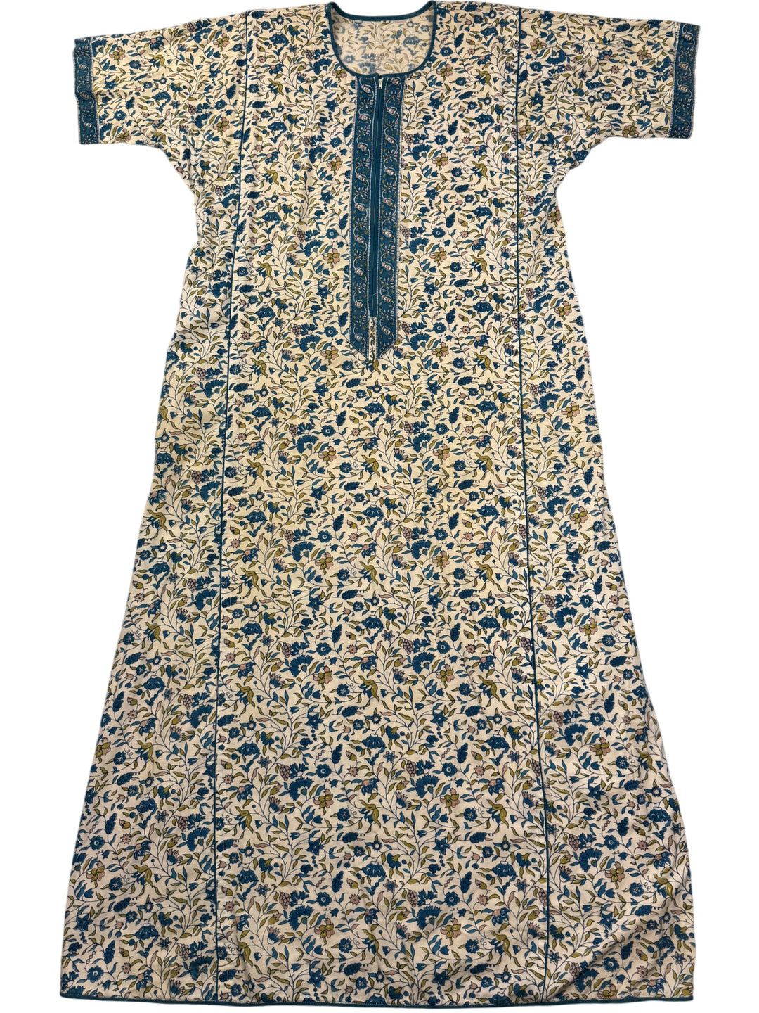 Floral Patterned Long Dress - M - Think Vintage