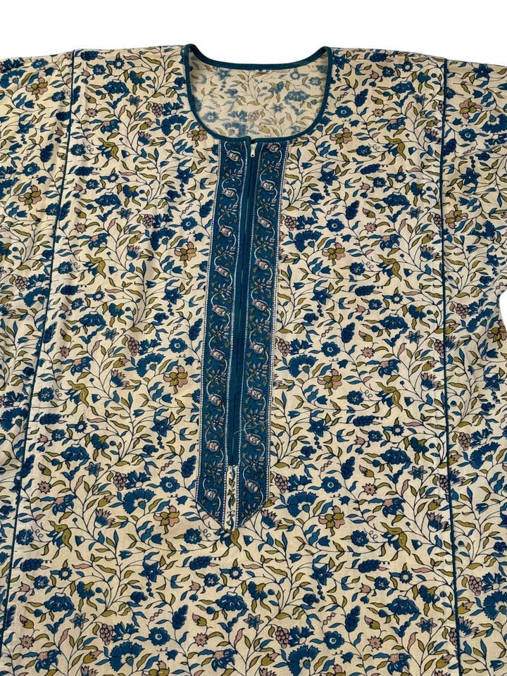 Floral Patterned Long Dress - M - Think Vintage