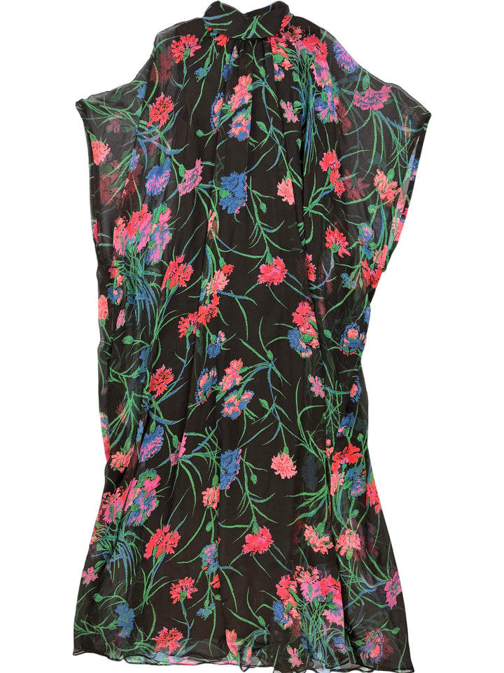 Floral Patterned Sheer QUAD (Mary Quant) Dress - S - Think Vintage