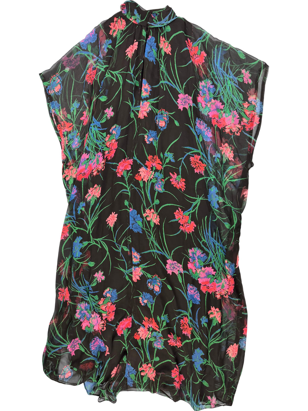 Floral Patterned Sheer QUAD (Mary Quant) Dress - S - Think Vintage