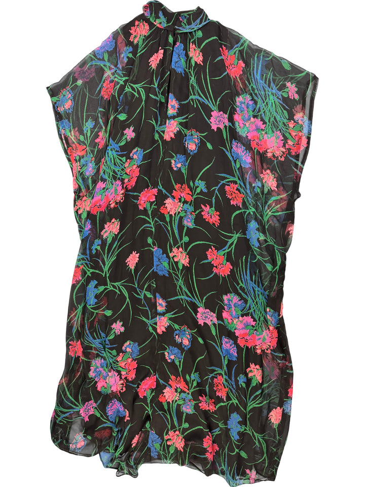 Floral Patterned Sheer QUAD (Mary Quant) Dress - S - Think Vintage