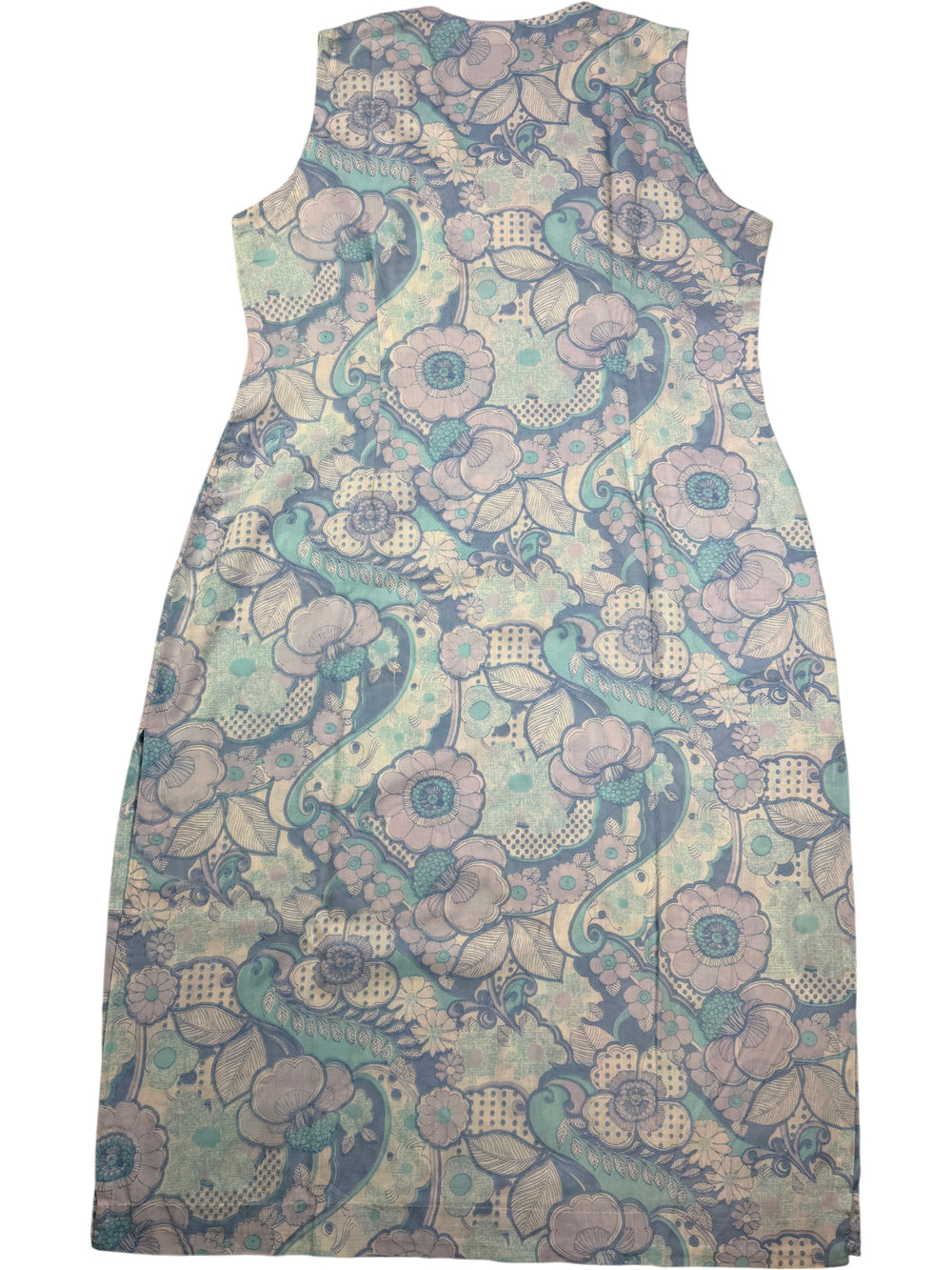 Floral Patterned Sleeveless Shift Dress - L - Think Vintage