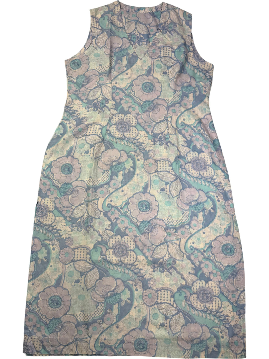 Floral Patterned Sleeveless Shift Dress - L - Think Vintage Online Ltd