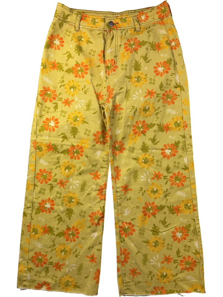 Floral Patterned Wide Leg Trousers - W30 - Think Vintage ltd