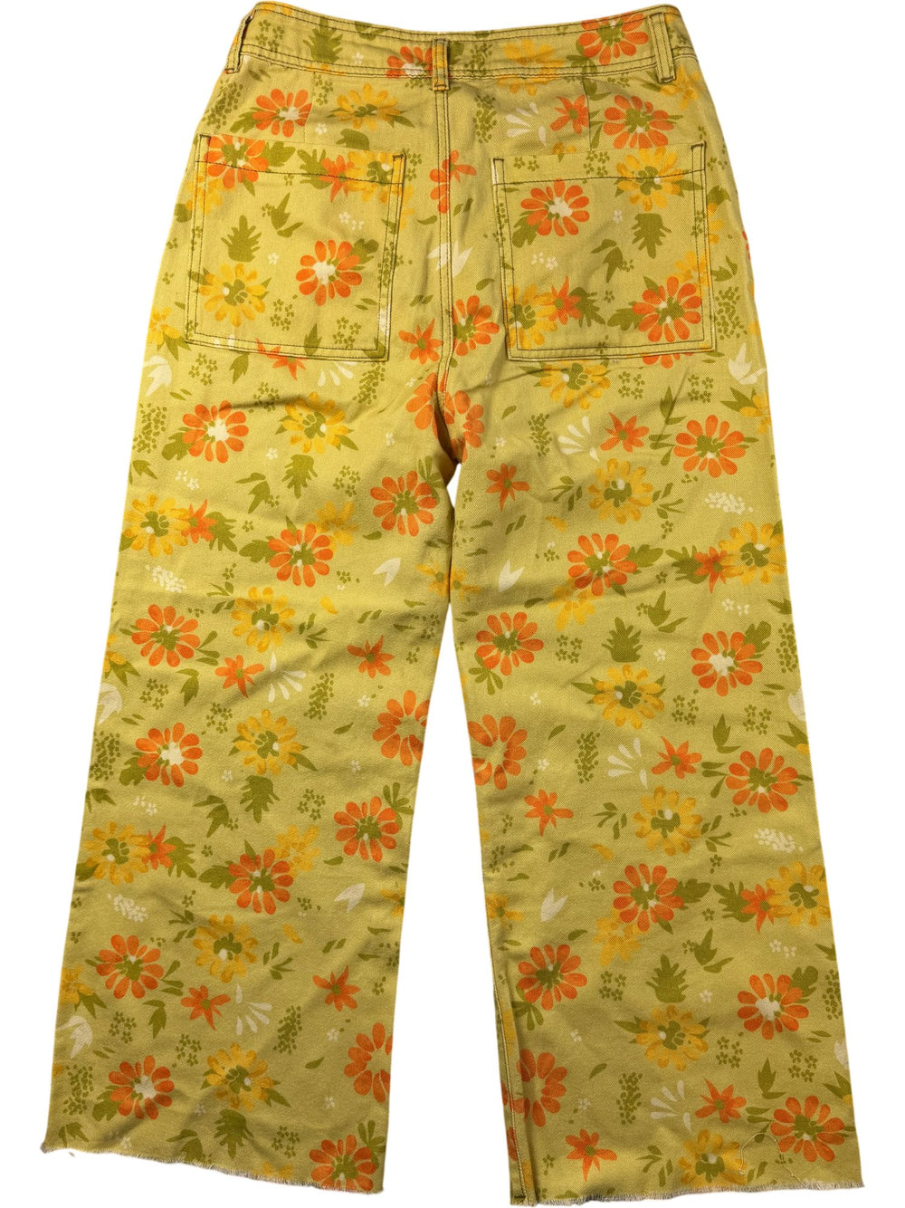 Floral Patterned Wide Leg Trousers - W30 - Think Vintage ltd