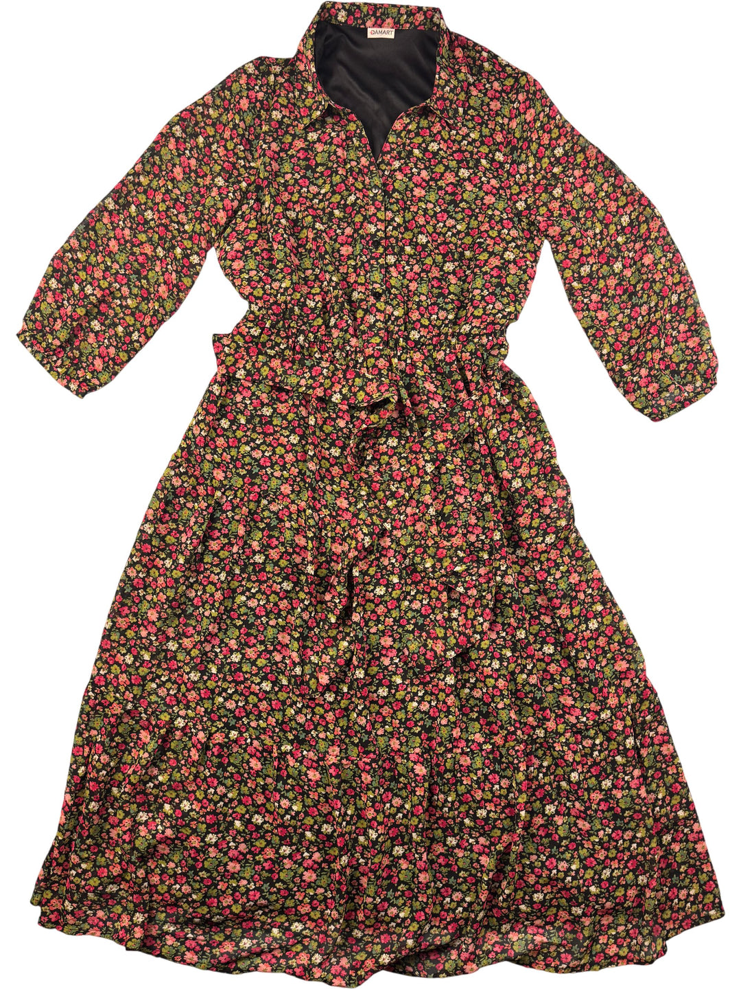 Floral Print Long Sleeve Dress - M - Think Vintage Online Ltd