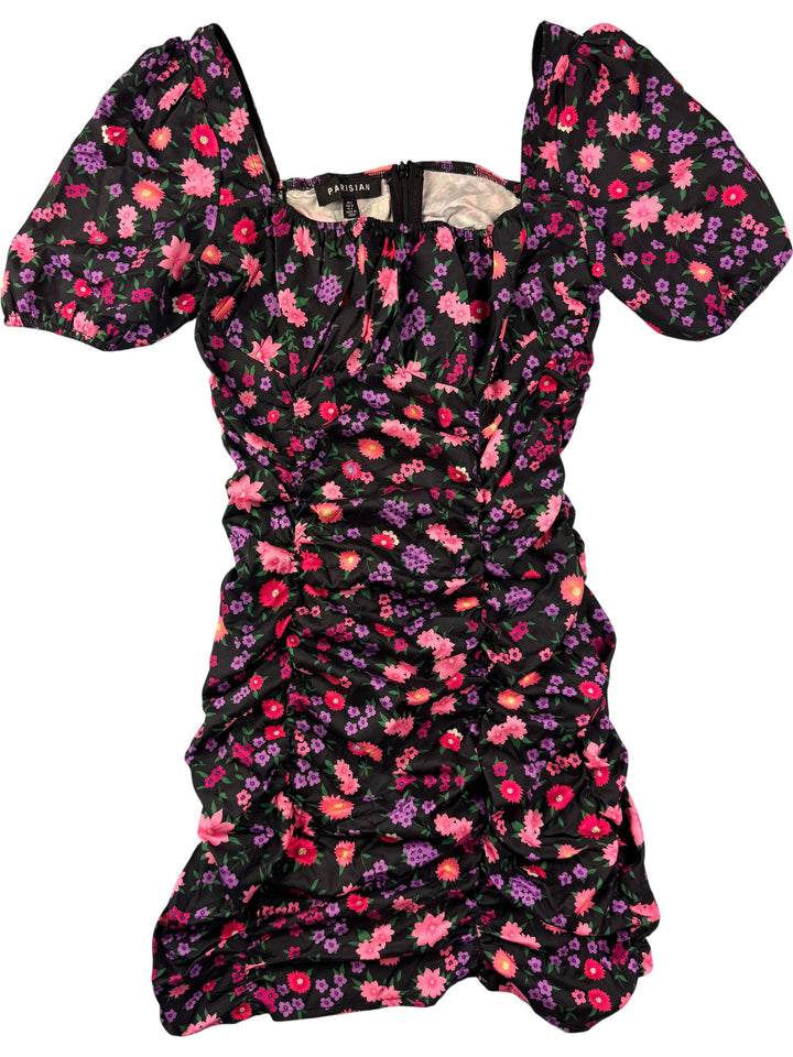 Floral Puff Sleeve Mini Dress - S - Think Vintage Online Ltd