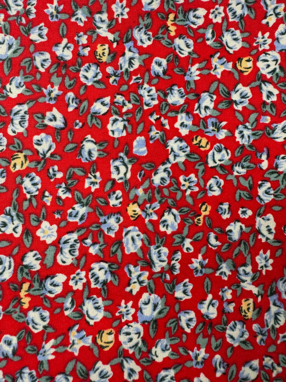 Floral Red Fabric Material - 3m - Think Vintage